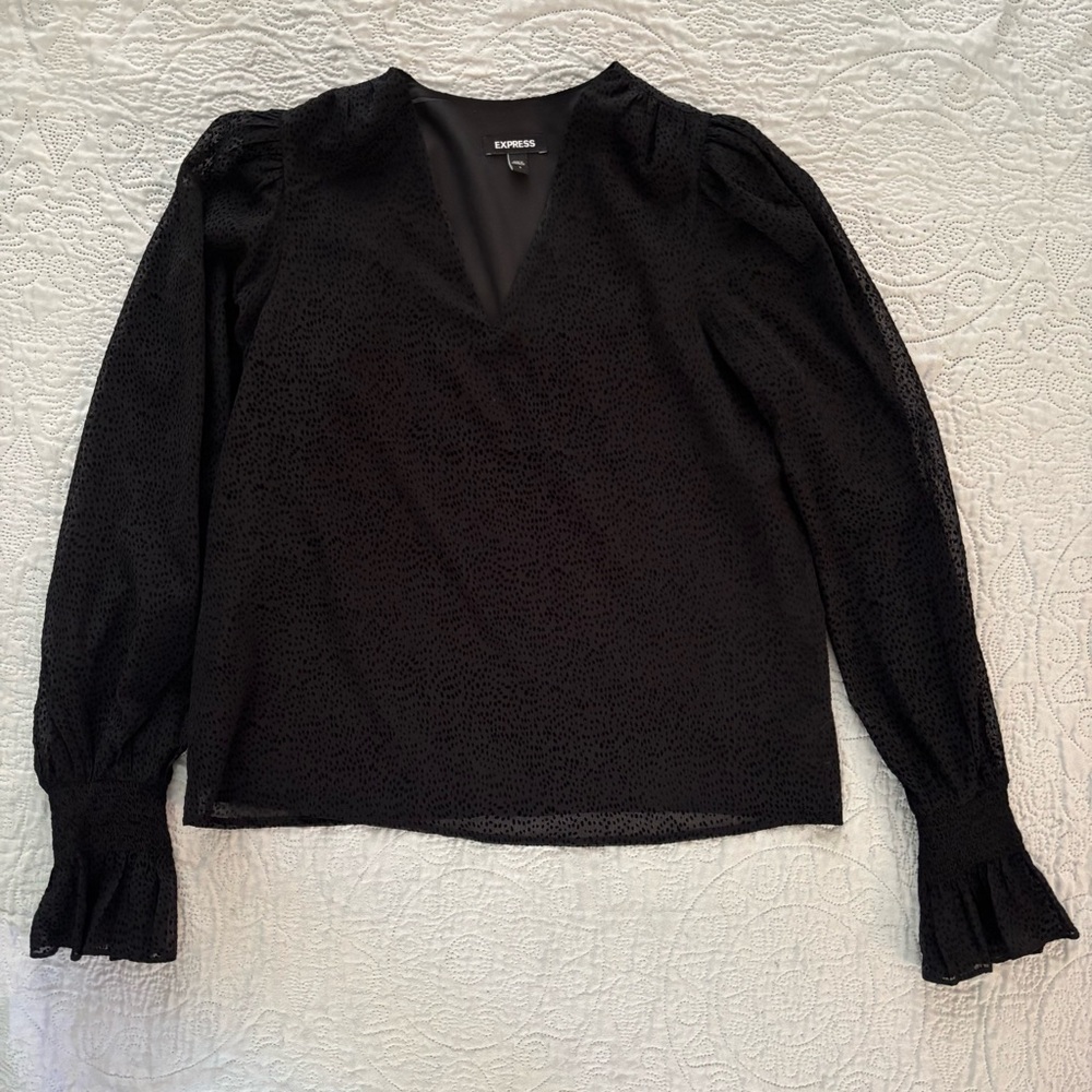 Express Black Textured Women's Blouse
